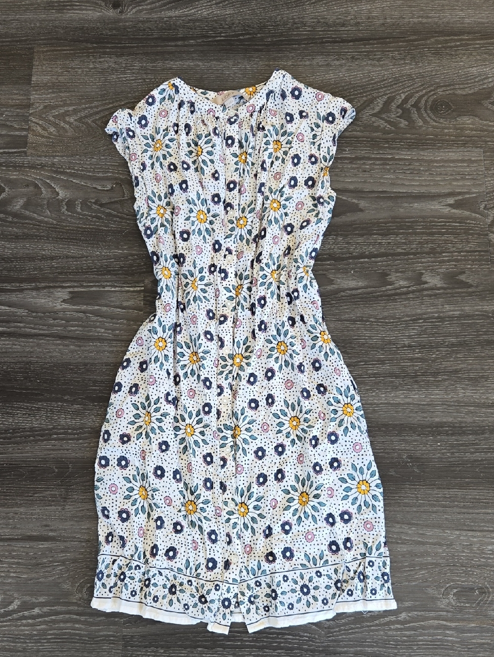 Ann Taylor Loft Shirt Dress Floral Print Button down petite XSP